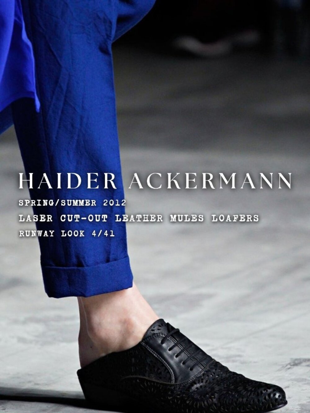HAIDER ACKERMANN S/S 2012 RUNWAY Black Leather Laser Cut Out Mules Shoes